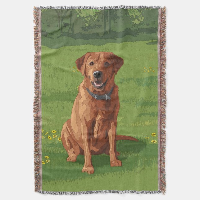 Fox Red Yellow Labrador Retriever Dog Throw Blanket (Front Vertical)