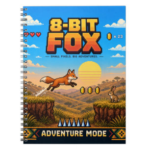 Fox, Retro 8-Bit Pixel Art Notebook
