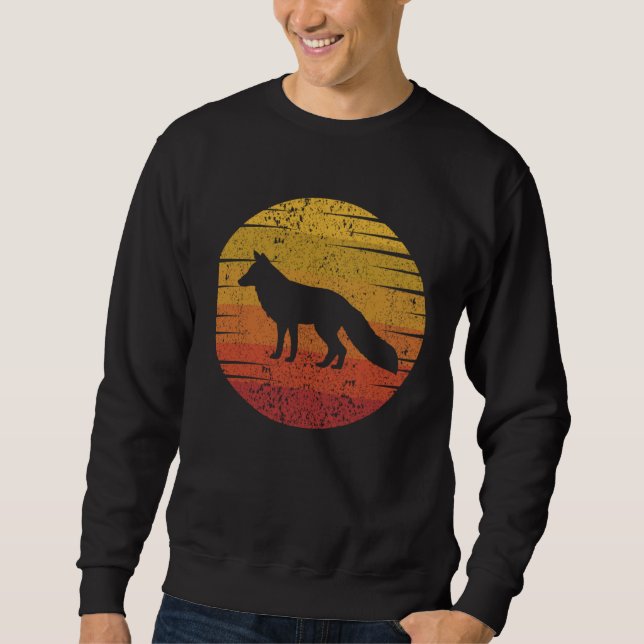 Fox Retro Sunset Fox Wild Animal Sweatshirt (Front)