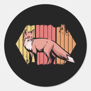 Fox Retro Vintage Classic Round Sticker