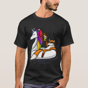 Fox Riding A Unicorn Float T-Shirt