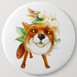 Fox Roses. Watercolor 6 Cm Round Badge