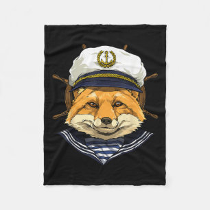 Fox Sailor Boat Captain Wildlife Fox Forest  Fleece Blanket