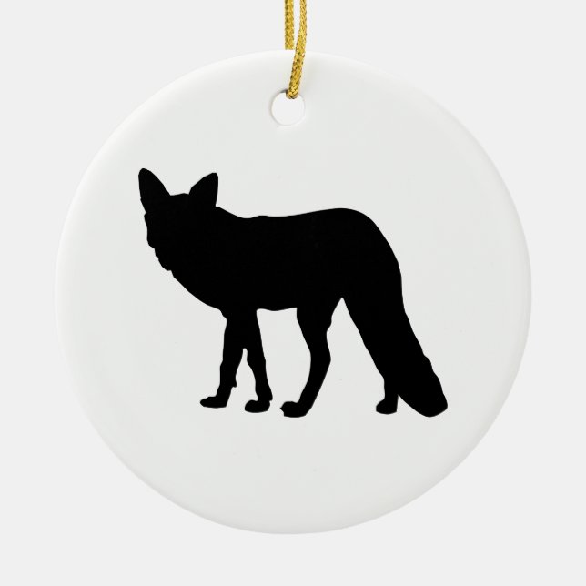 Fox Silhouette Ceramic Tree Decoration (Front)