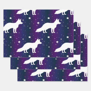 Fox Silhouette Starry Night Galaxy Lover Universe Wrapping Paper Sheet