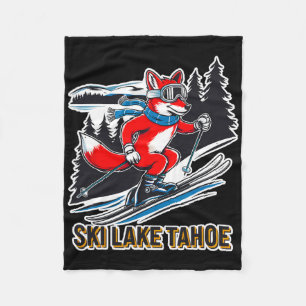 Fox Skiing Alpine Ski Adventure Lake Tahoe Califor Fleece Blanket