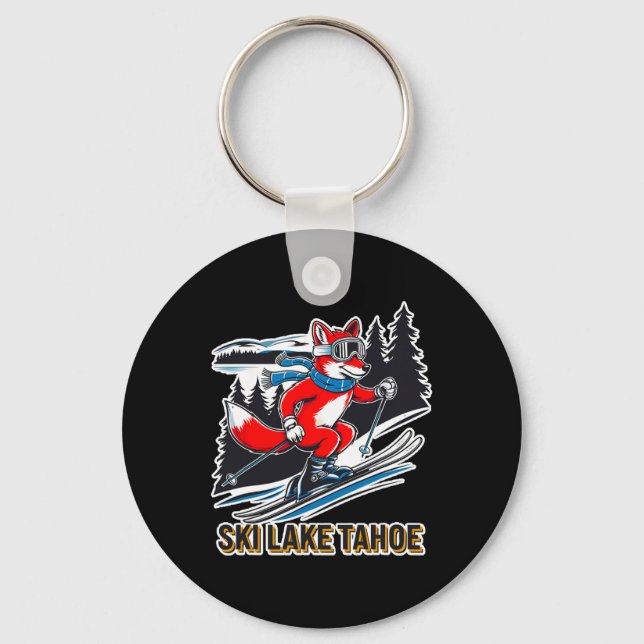 Fox Skiing Alpine Ski Adventure Lake Tahoe Califor Key Ring (Front)