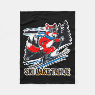 Fox skiing alpine ski adventure lake tahoe fleece blanket