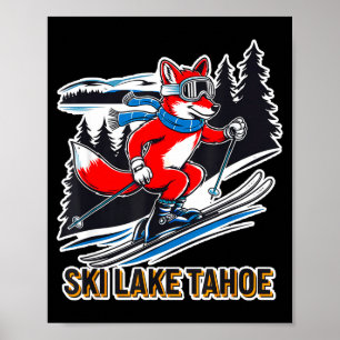 Fox skiing alpine ski adventure lake tahoe poster