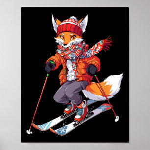 Fox Skiing Skier Ski Winter Snow 1  Poster