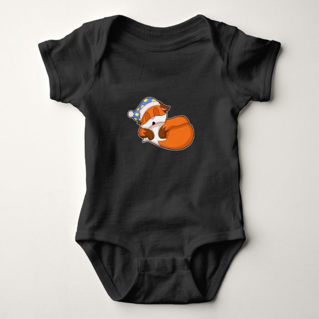 Fox Sleeping Nightcap Baby Bodysuit (Front)