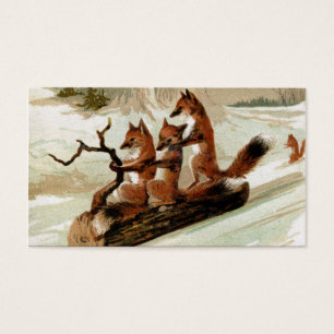 Fox Sleigh Ride Vintage Print