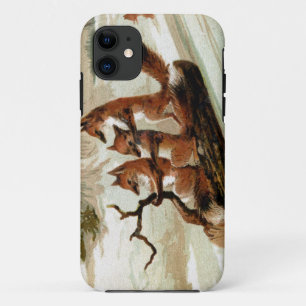 Fox Sleigh Ride Vintage Print iPhone 11 Case