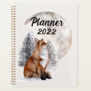 Fox Snow Winter Christmas Pink  Planner