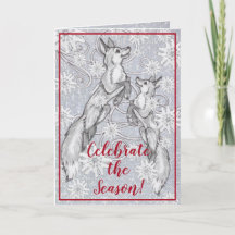 Fox Snowflake Silver Glitter Elegant Christmas Art