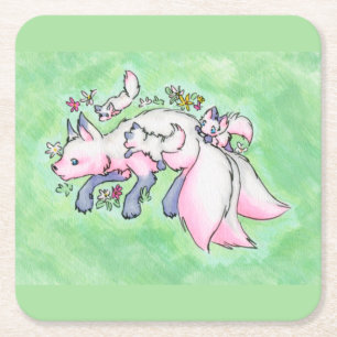 Fox  square paper coaster