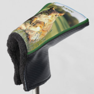 Fox Squirrel Animal - w/ initials or Name - Putter Golf Head Cover