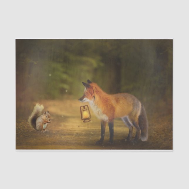 Fox Squirrel Autumn Forest Tissue Paper (Front)