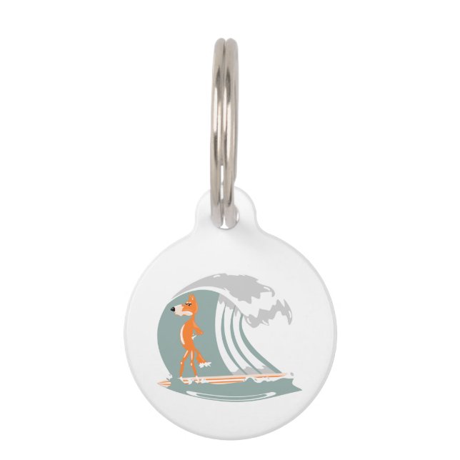 Fox Standing on a Surfboard Pet Tag (Front)