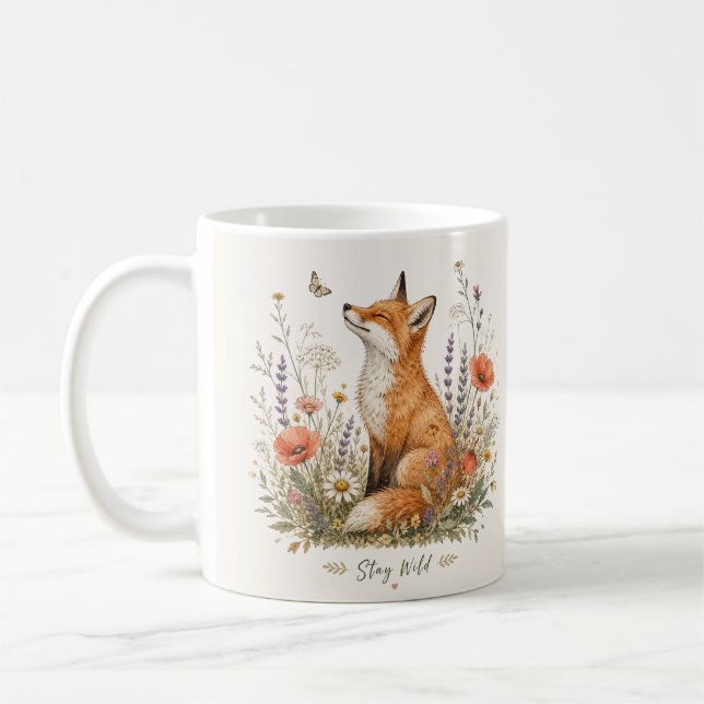 Fox Stay Wild Wildflowers Mug (Left)