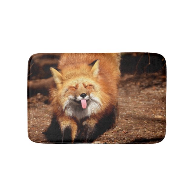 Fox Sticking It's Tongue Out Bath Mat (Front)
