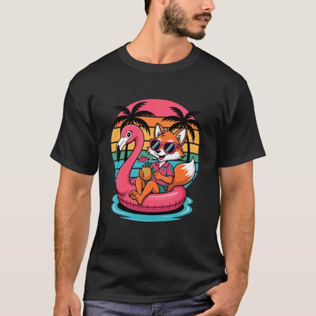 Fox Sunglasses Beach Summer Vacation Pool Float Fl T-Shirt (Front)