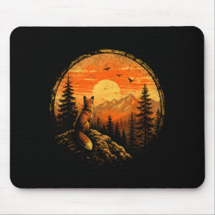 Fox sunset mountain forest wilderness nature mouse pad