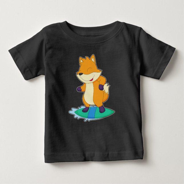 Fox Surfer Surfboard Baby T-Shirt (Front)