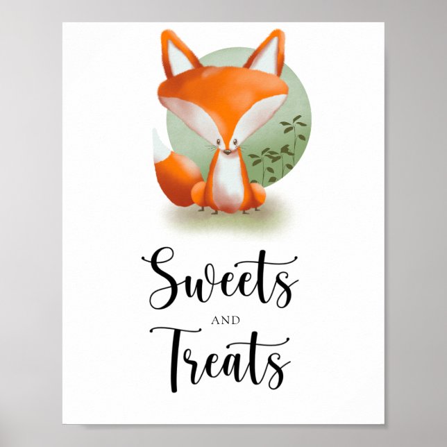 Fox - sweets and treats baby shower poster (Front)