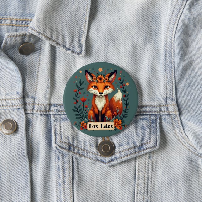 Fox Tales Boho Woodland Animal 7.5 Cm Round Badge (In Situ)
