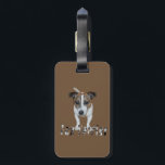 Fox Terrier And Fox Terrier Logo, Luggage Tag<br><div class="desc">Featured is a brown and white Fox Terrier with a fox terriers logo made from inverted fox terrier images</div>