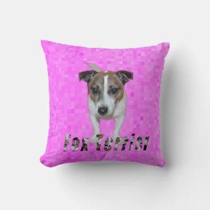 Fox Terrier And Fox Terrier Logo, Pink Cushion