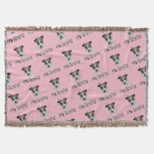 Fox Terrier And Fox Terrier Logo, Pink Throw Blanket