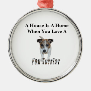Fox Terrier And Fox Terrier Love Logo, Metal Tree Decoration