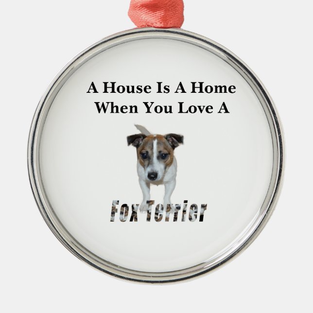 Fox Terrier And Fox Terrier Love Logo, Metal Tree Decoration (Front)