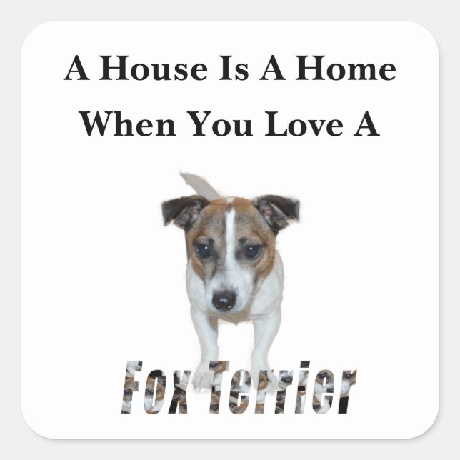 Fox Terrier And Fox Terrier Love Logo, Square Sticker (Front)