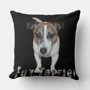 Fox Terrier And Logo, Big Black Throw Cushion