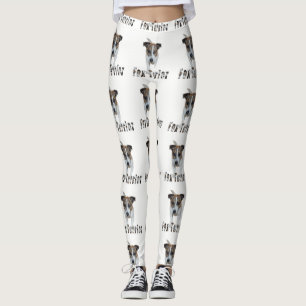 Fox Terrier And Logo, Ladies White Leggings