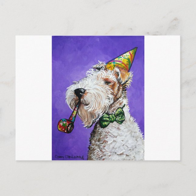 Fox Terrier Birthday Postcard (Front)