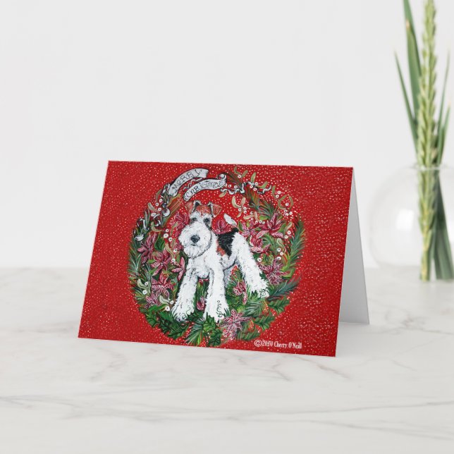 Fox Terrier Christmas Holiday Card (Front)
