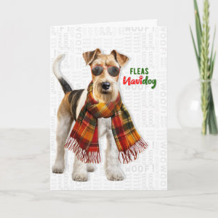 Fox Terrier Dog Funny Fleas Navidog Christmas Holiday Card