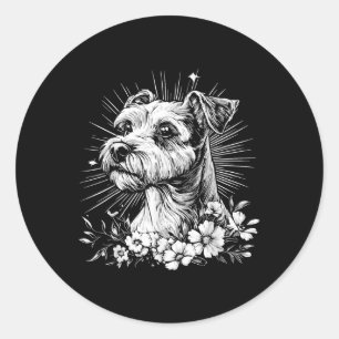 Fox Terrier Dog Lover Retro Style Tattoo Classic Round Sticker
