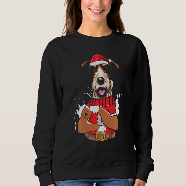 Fox Terrier Dog Santa I Love Mum Tattoo Ugly Chris Sweatshirt (Front)