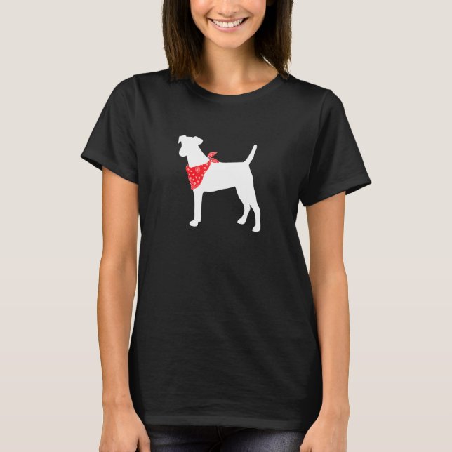 Fox Terrier Dog Wearing Red Bandanna T-Shirt (Front)