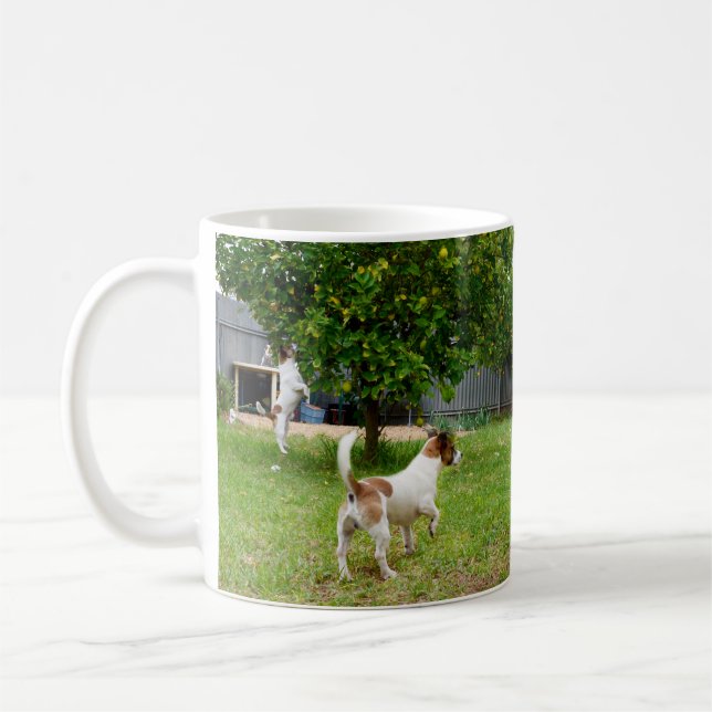 Fox Terrier Leaping Into A Tree, Coffee Mug (Left)