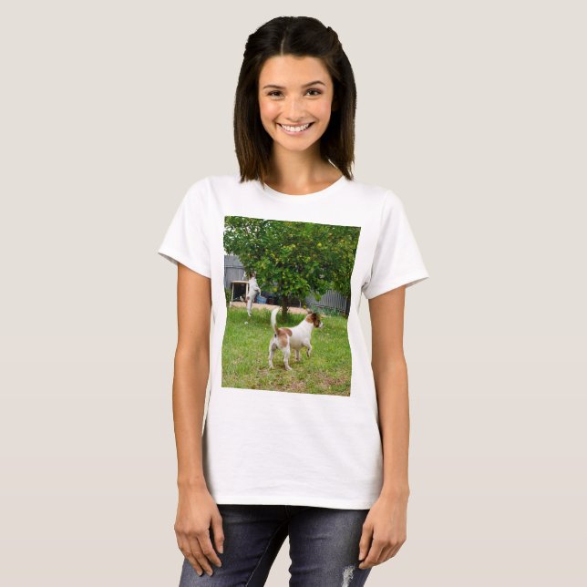 Fox Terrier Leaping Into A Tree, T-Shirt (Front Full)