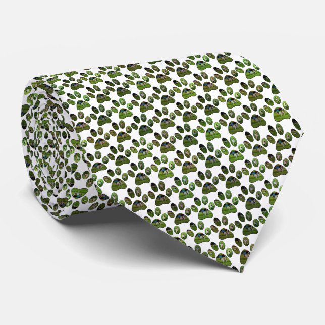 Fox Terrier Paw Prints, Tie (Rolled)