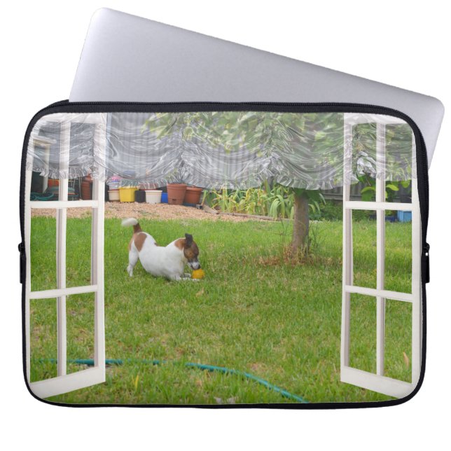 Fox Terrier Play Ball, Laptop Sleeve (Front)