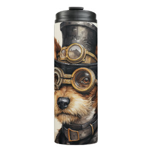 Fox Terrier Steampunk Dog Thermal Tumbler