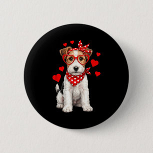 Fox Terrier Valentines Day Wirehaired Dog Lover He 6 Cm Round Badge